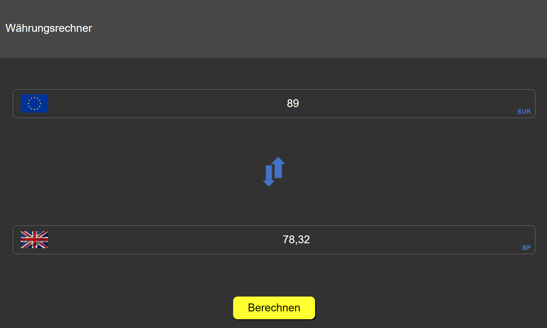Software basierte Umrechnung von Währungen